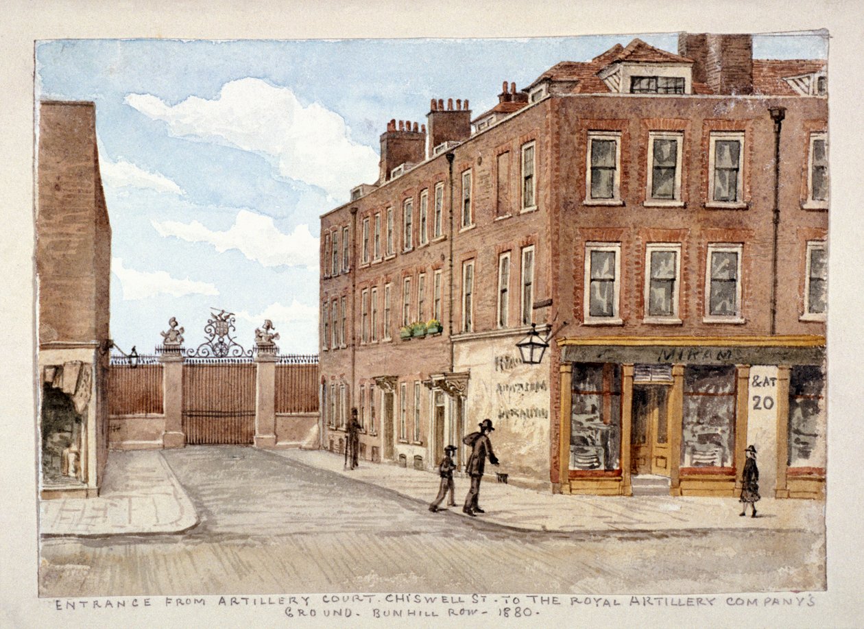 Chiswell Street bejárattal a Royal Artillery Company területére, Finsbury, London, 1880 alkotó: Unbekannt