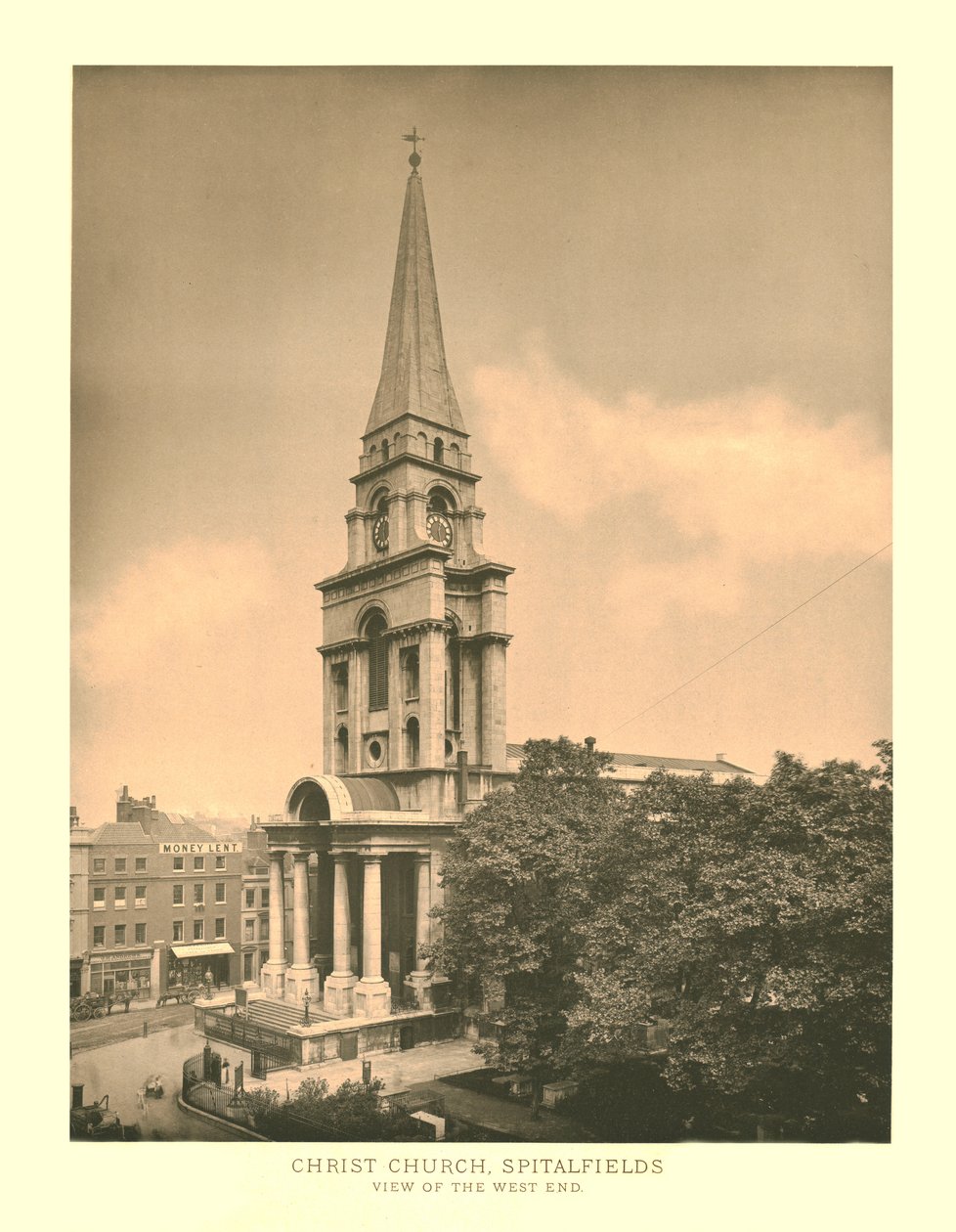 Christ Church, Spitalfields, kilátás a West Endre, 19. század közepe-vége. alkotó: Unbekannt