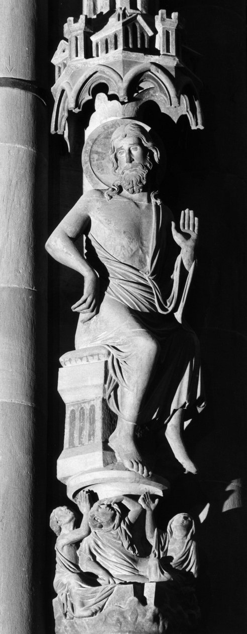 Bíró Krisztus szobor az angyalok oszlopán. Cathedrale Notre Dame de Strasbourg (Alsó-Rajna) alkotó: Unbekannt