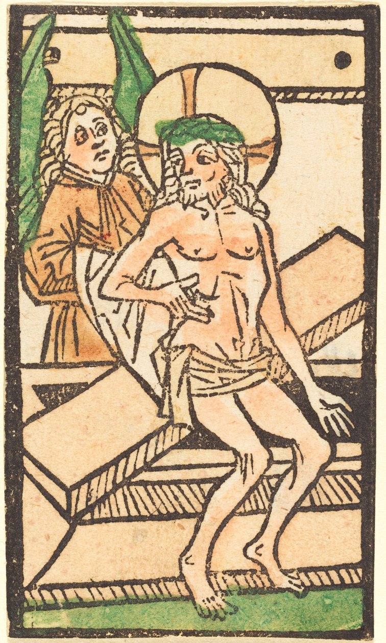 Krisztus ül a sírján egy angyallal, c. 14701480. alkotó: Unbekannt