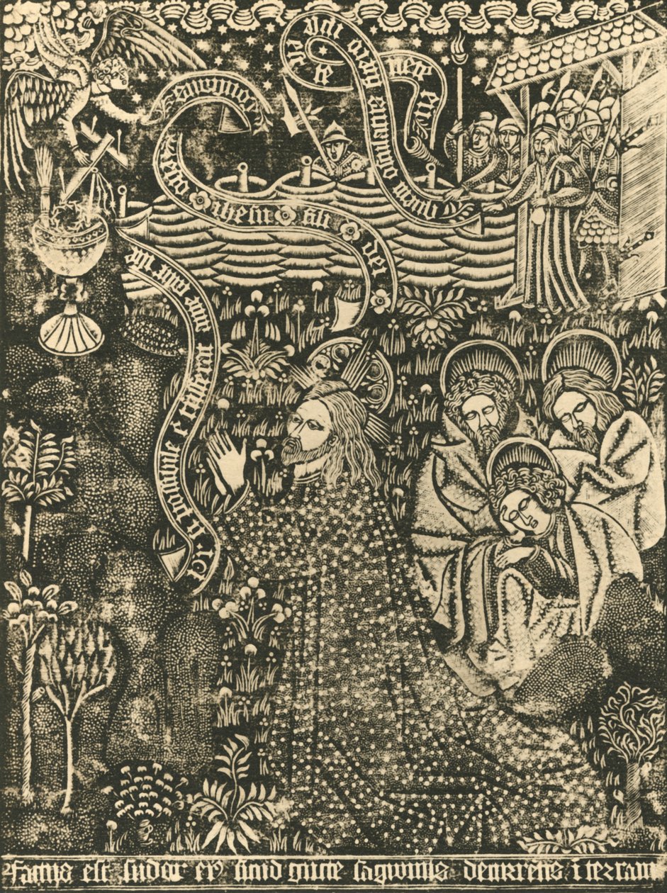 Krisztus az olajfák hegyén pontozott nyomat, 1915. alkotó: Unbekannt