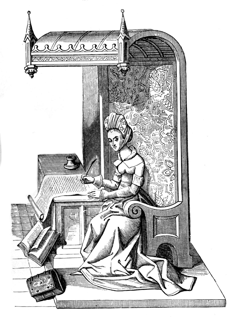 Christine de Pizan 1364-1430, középkori író, retorikus és kritikus, XV. század, 1870 alkotó: Unbekannt