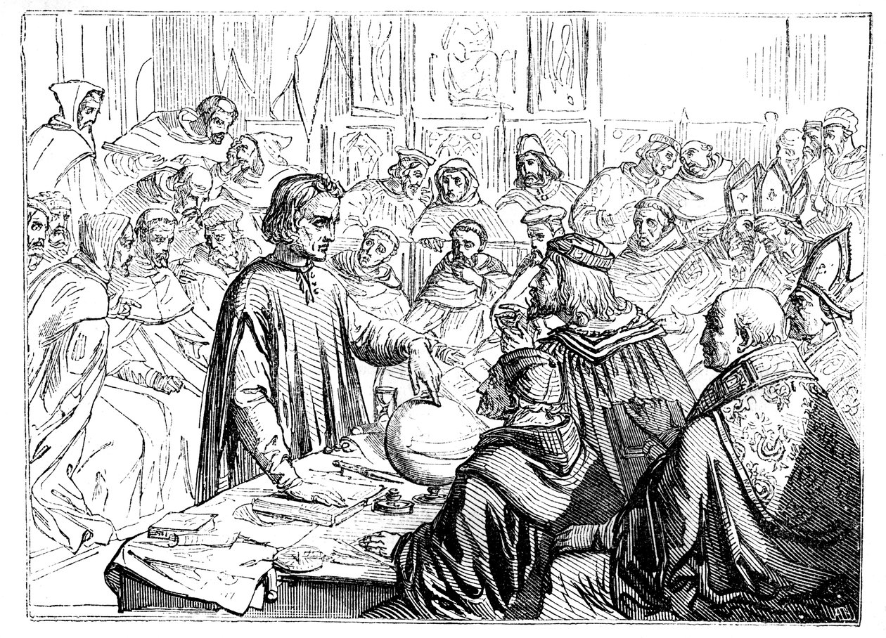 Kolumbusz Kristóf a zsinat előtt Salamancában, Spanyolországban, 1487 alkotó: Unbekannt