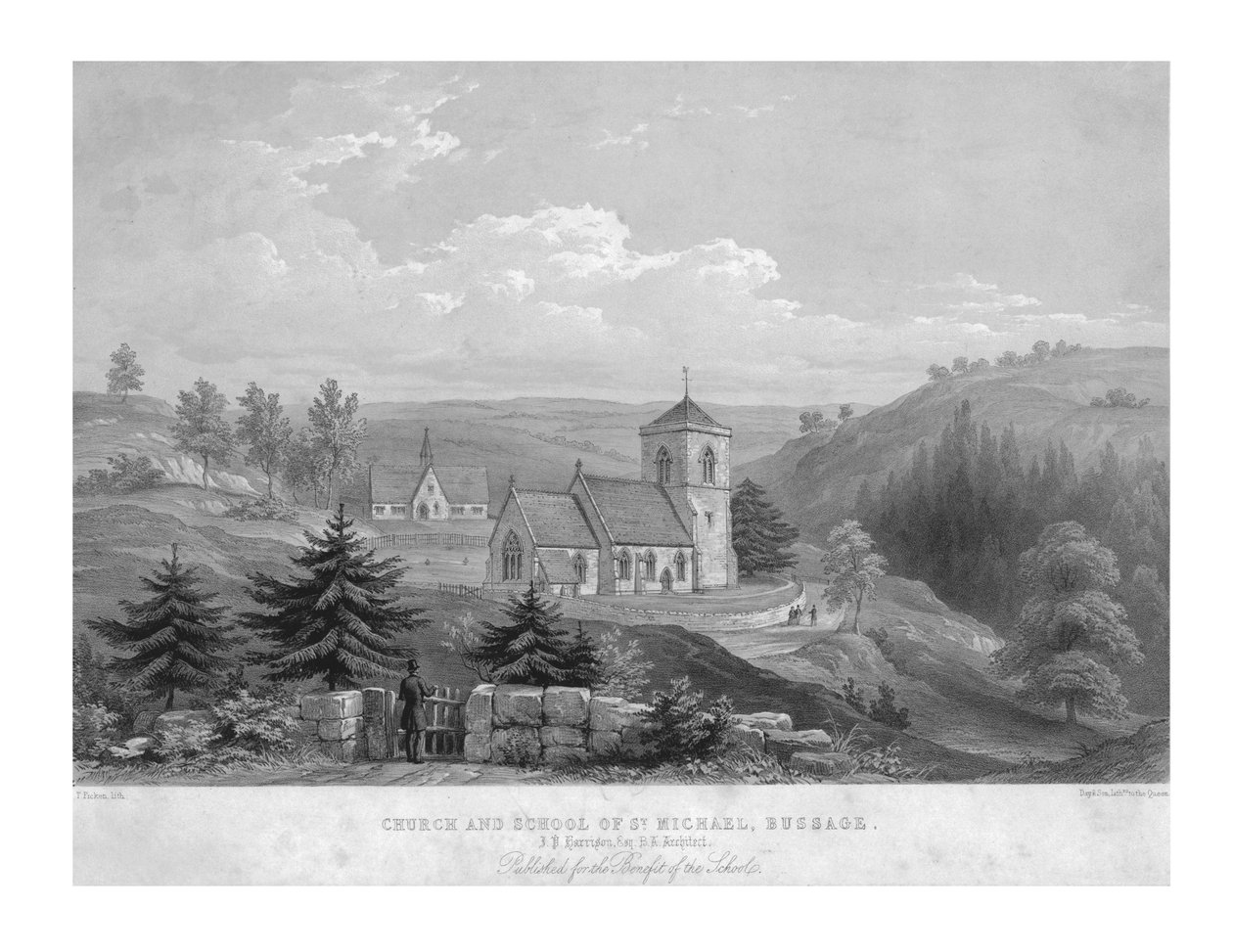 Szent Mihály templom és iskola, Bussage, 1800. alkotó: Unbekannt