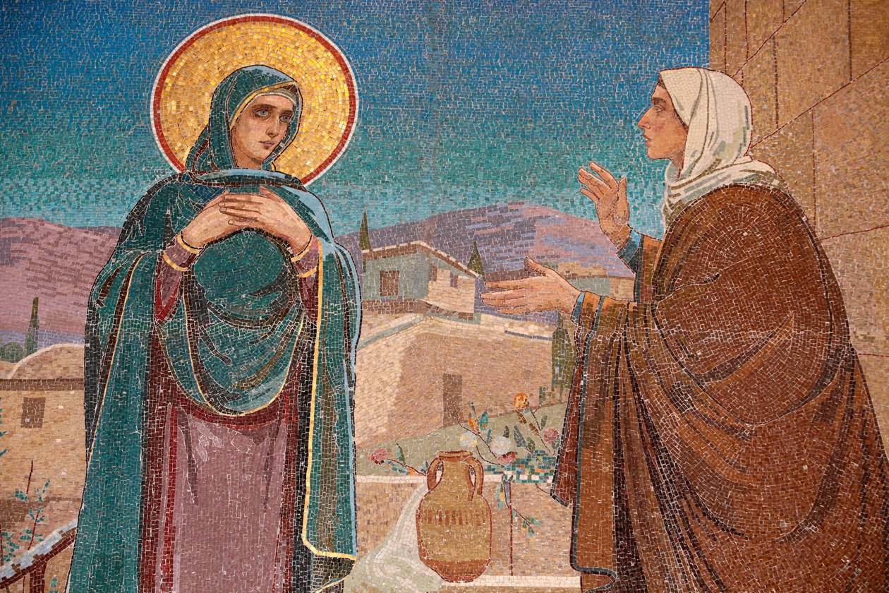 A Megváltó temploma a kiömlött véren vagy a feltámadás temploma ; A látogatás: Mária meglátogatja rokonát, Erzsébetet; Szentpétervár Oroszország alkotó: Unbekannt
