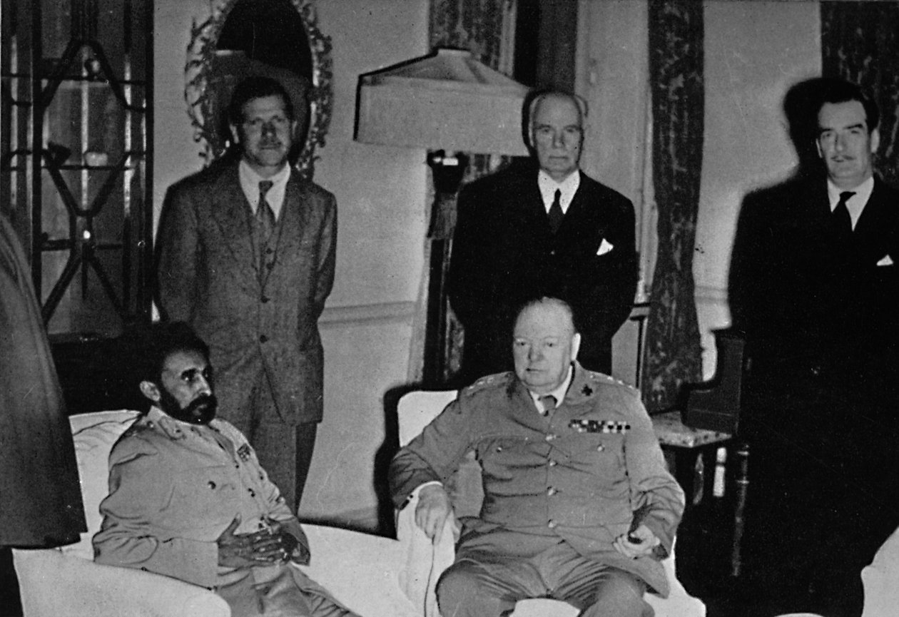 Churchill Kairóban, Haile Selassie etióp császárral, 1943, 1945. alkotó: Unbekannt
