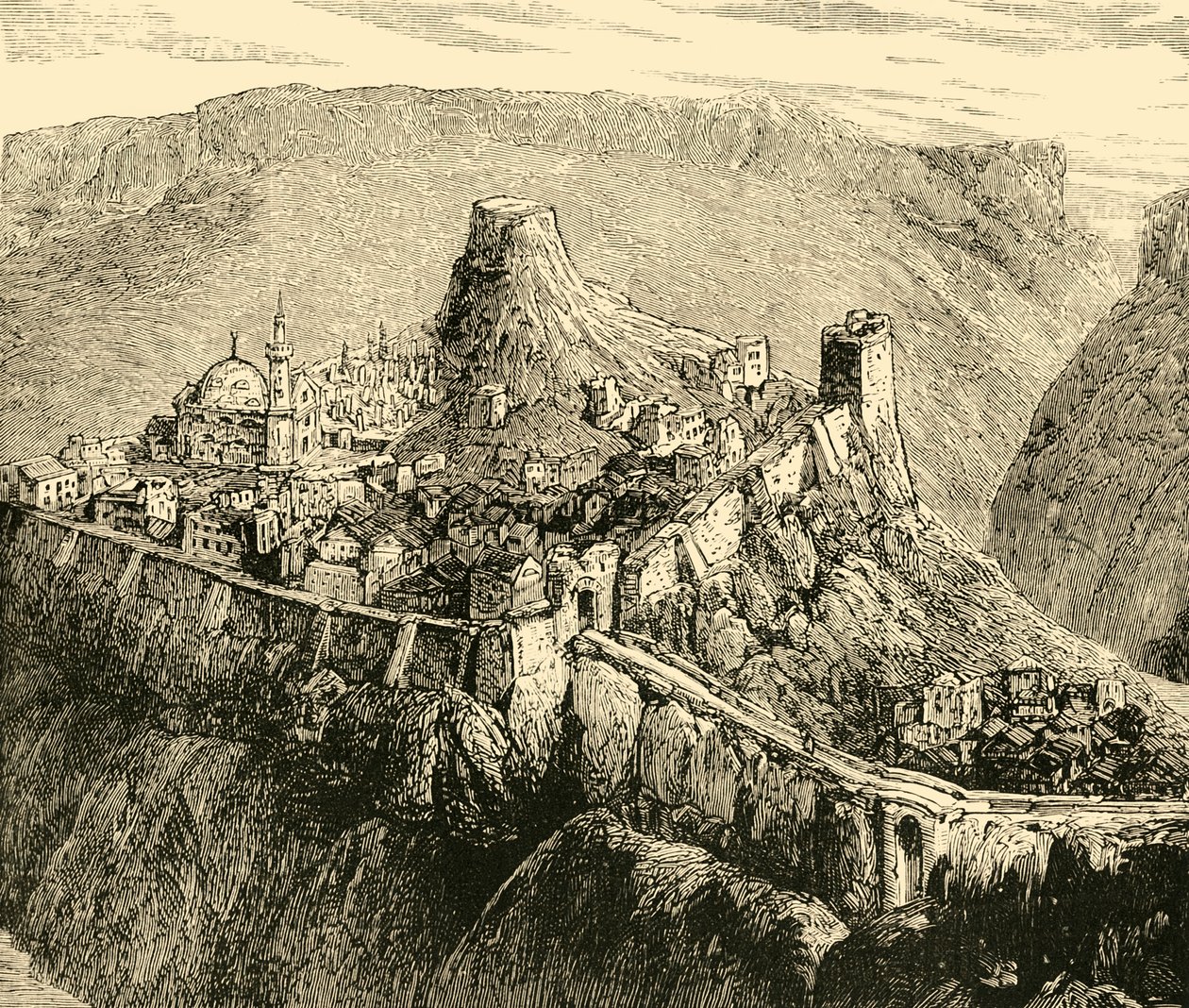 Citadella és az ókori bolgár királyok palotája Tirnovában, 1890. alkotó: Unbekannt