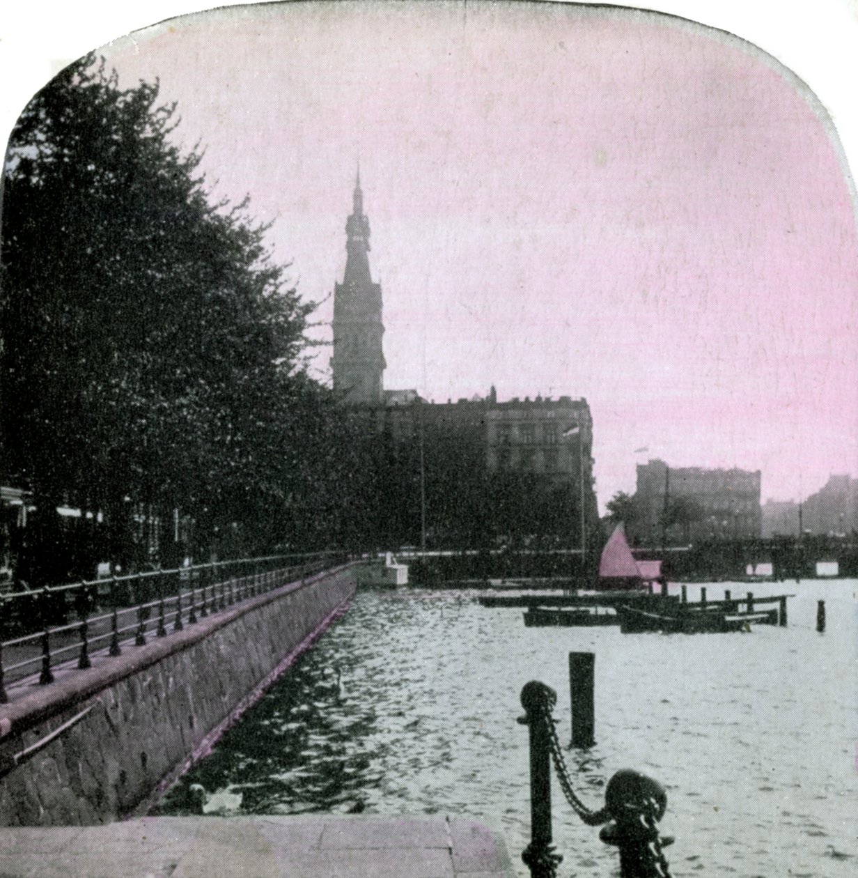 Városháza és Alster, Hamburg, Németország, 19. század vége alkotó: Unbekannt