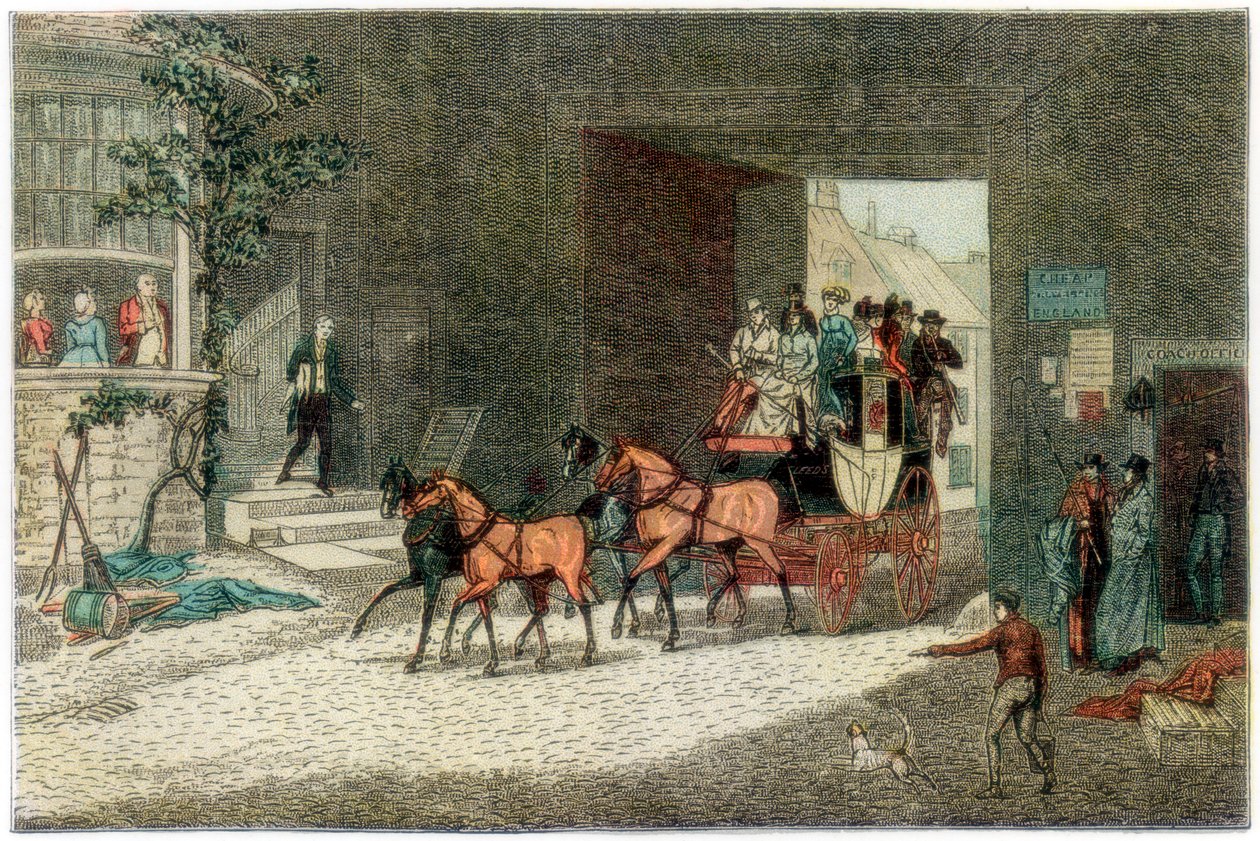Kocsi érkezik egy fogadó udvarára, 1890 alkotó: Unbekannt
