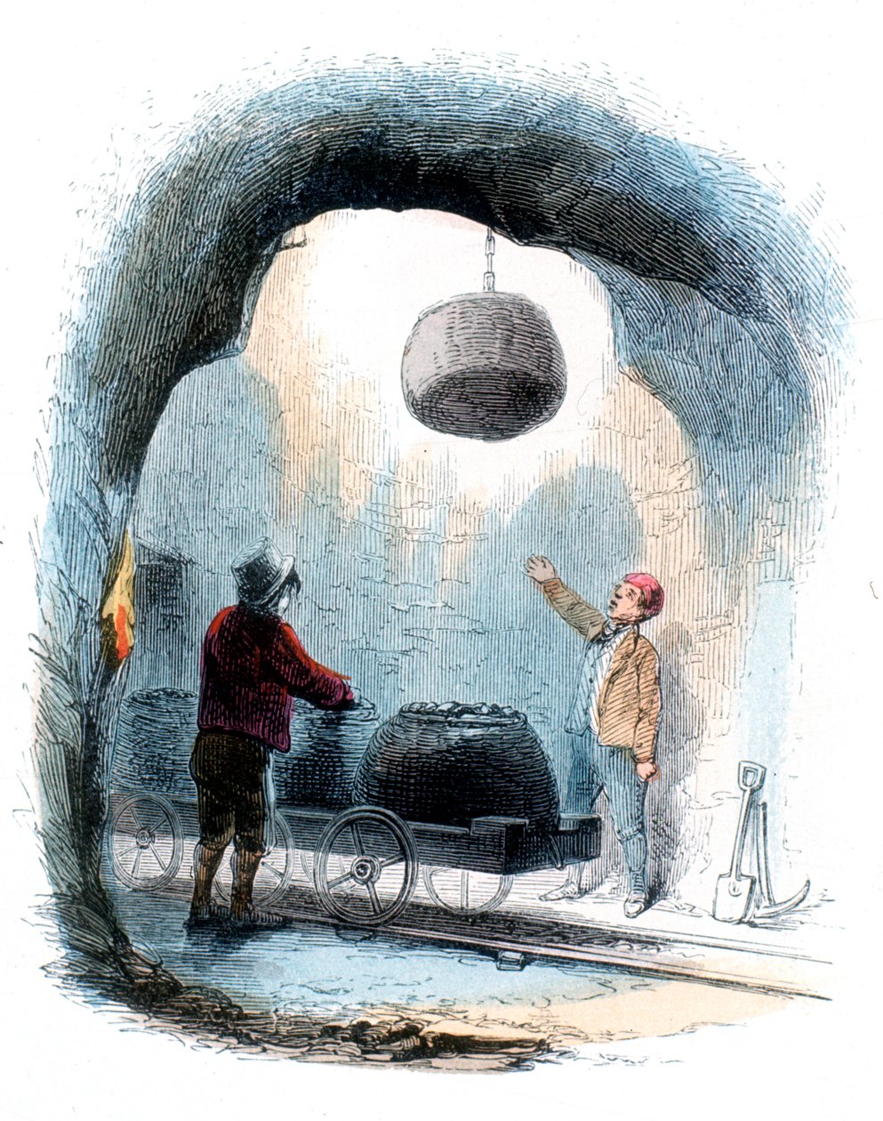Szénbányászat: kosarak szénszálak küldése a bánya felszínére, 1852 alkotó: Unbekannt