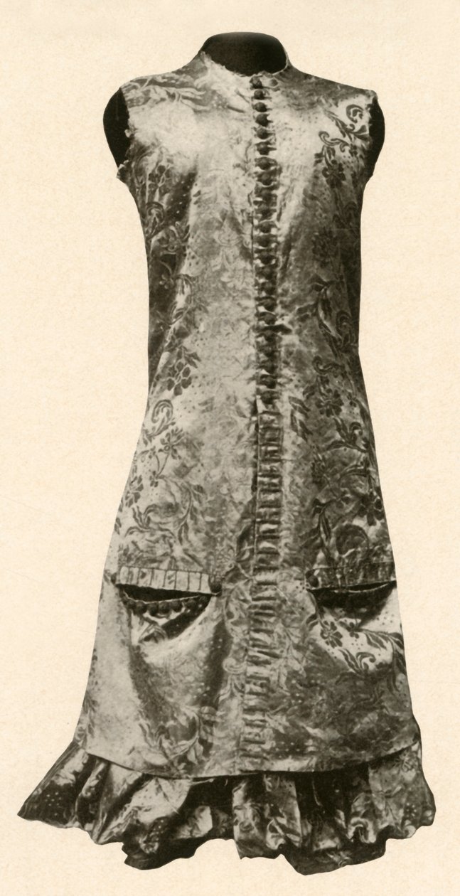 Kabát és teljes nadrág sötétvörös virágos selyemből, 1681, 1937. alkotó: Unbekannt