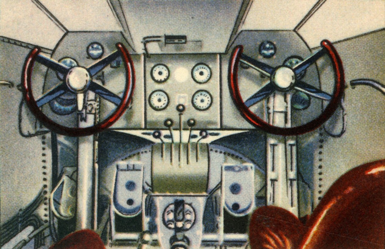 Pilótafülke a Dornier repülő csónak fedélzetén, 1920-as évek, 1932. alkotó: Unbekannt