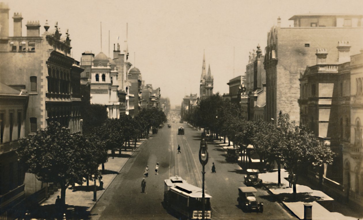 Collins Street, Melbourne, Ausztrália, 1920-as évek. alkotó: Unbekannt