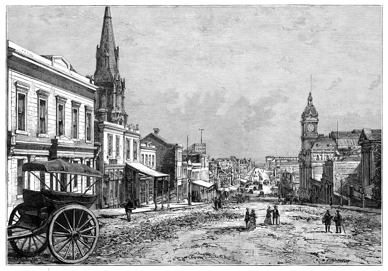 Collins Street, Melbourne, Victoria, Ausztrália, 19. század alkotó: Unbekannt