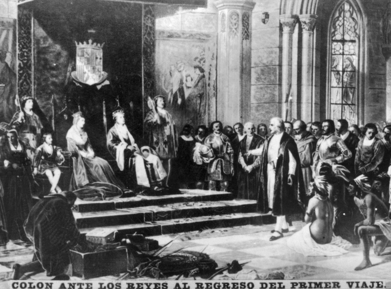 Kolumbusz visszatér első útjáról, a 15. századból, az 1920-as évekből alkotó: Unbekannt