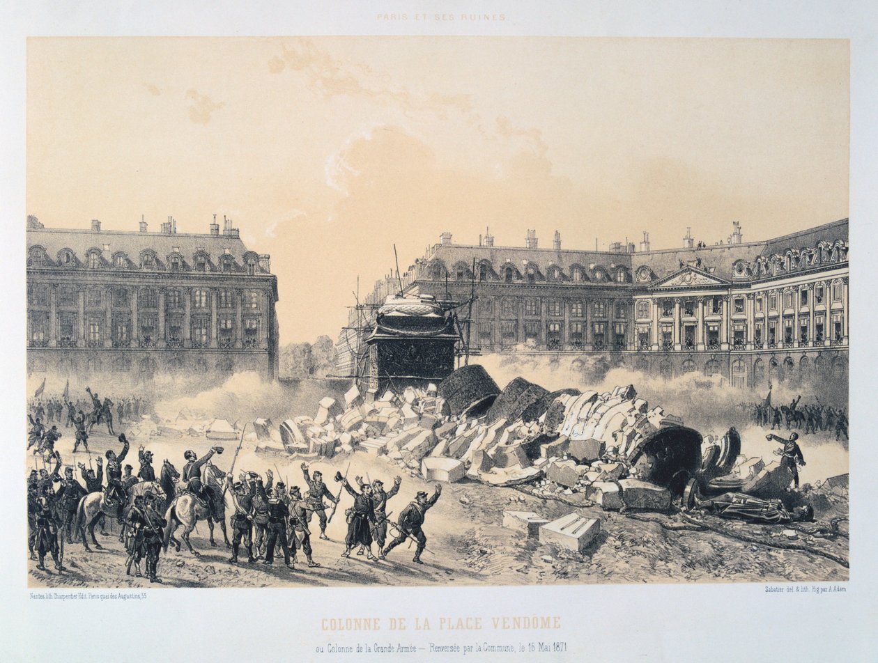 Oszlop a Place Vendome-ban, Párizs Kommün, 1871. május 16. alkotó: Unbekannt