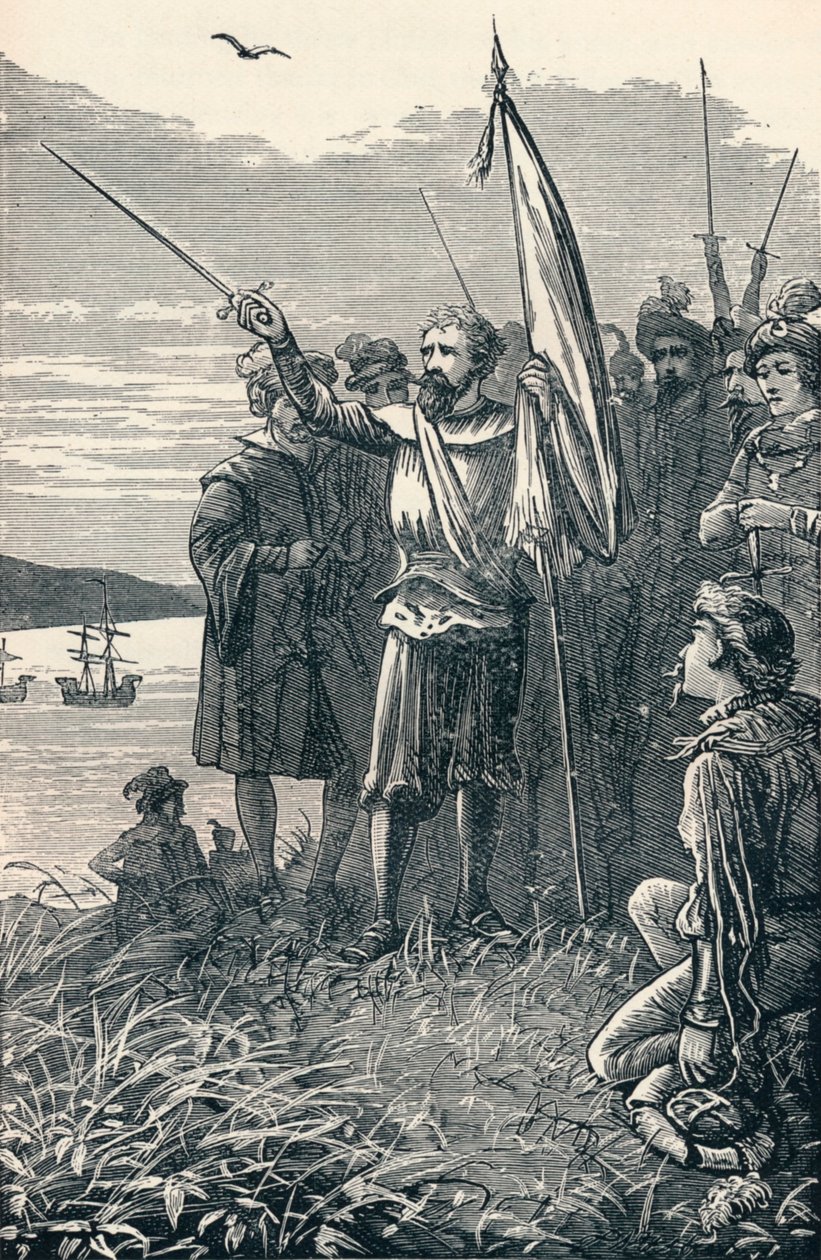 Columbus birtokba veszi San Salvadort Spanyolország számára, 1904 alkotó: Unbekannt