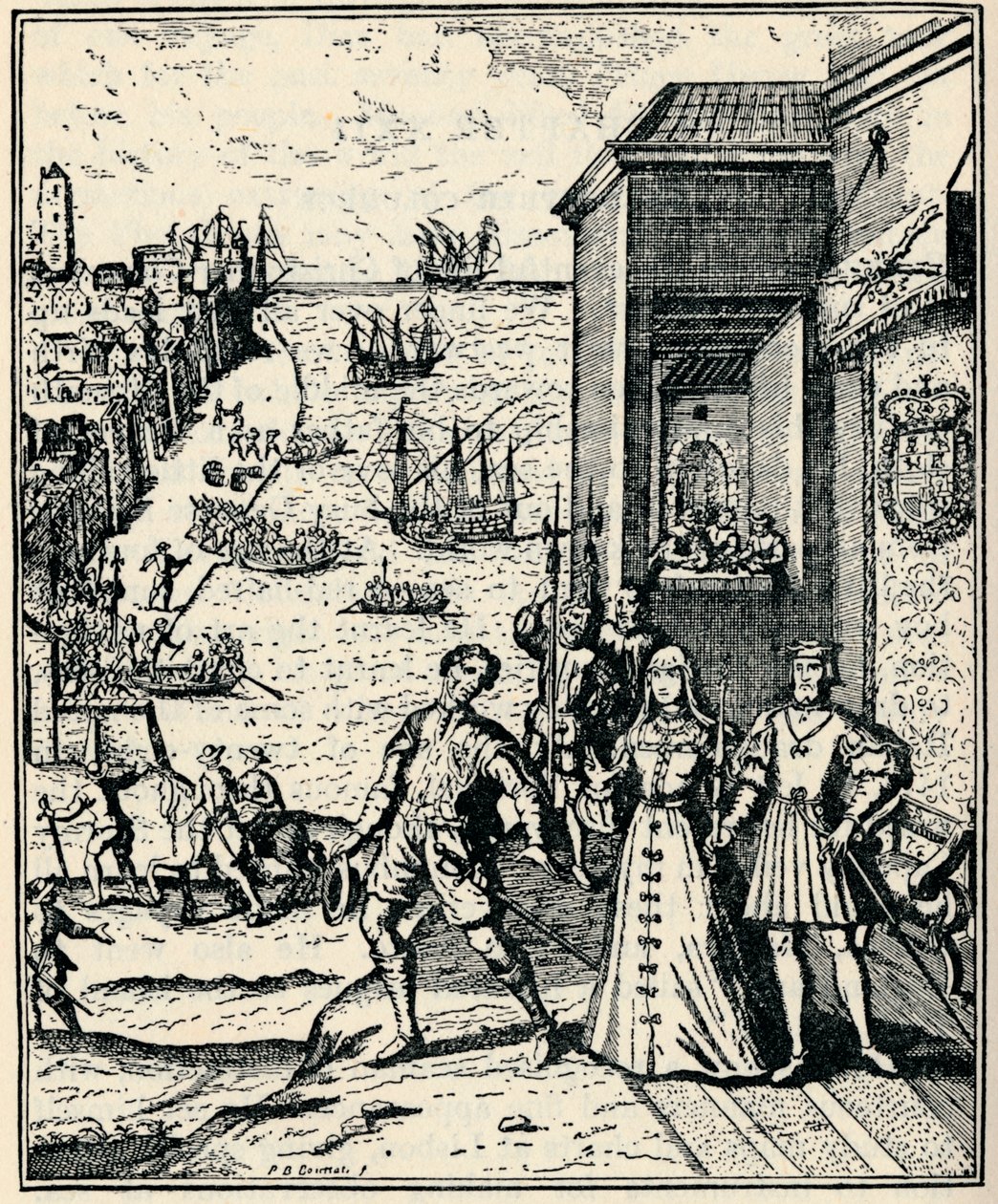 Kolumbusz Ferdinánddal és Izabellával, 1492. augusztus 3., 1912 alkotó: Unbekannt