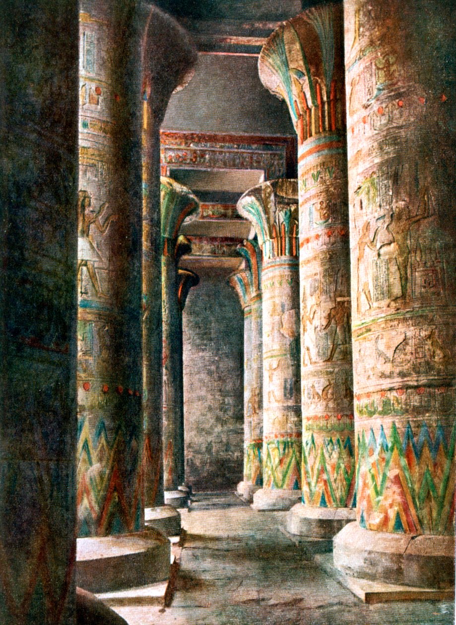 Oszlopok, Hórusz temploma, Edfu, Egyiptom, XX. század alkotó: Unbekannt