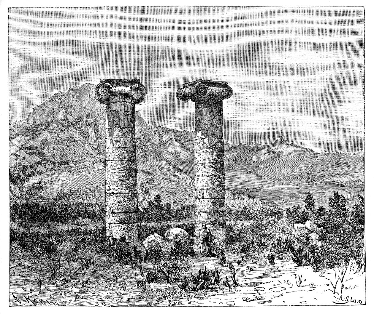 Cybele templom oszlopai, Sardes Sardis, Törökország, 1895 alkotó: Unbekannt