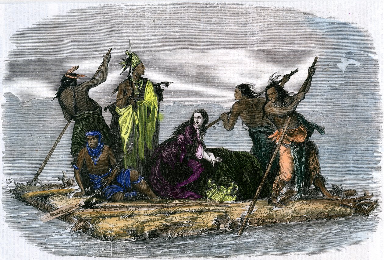 Comanches egy fogoly lányt hurcolnak el, c1860 alkotó: Unbekannt