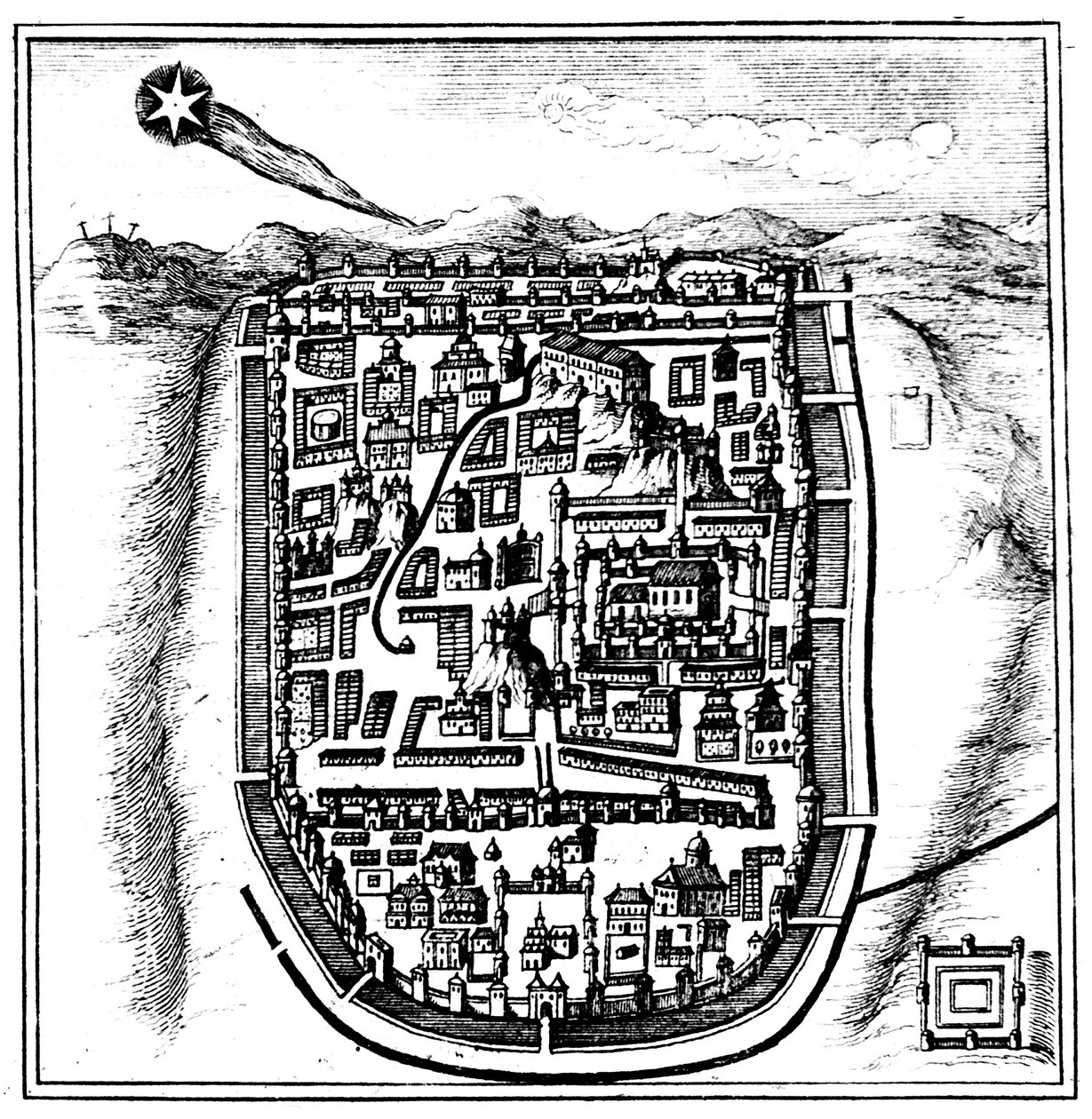 66-os Halley-üstökös Jeruzsálem felett, 1666 alkotó: Unbekannt