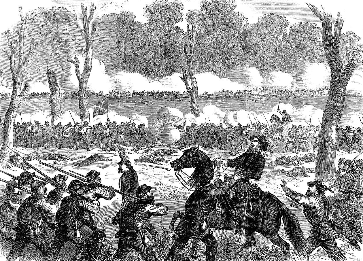 Hood konföderációs tábornok megsebesült a chickamaugai csatában, az amerikai polgárháborúban, 1863 alkotó: Unbekannt