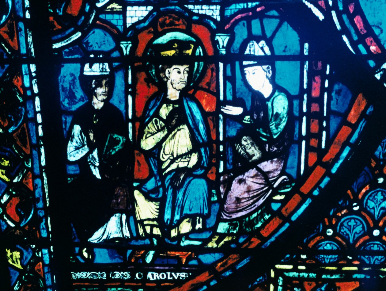 Konstantin levele Nagy Károlynak, ólomüveg, Chartres-i katedrális, Franciaország, c1225 alkotó: Unbekannt
