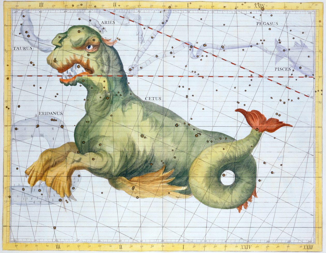 Cetus, a bálna csillagképe, 1729 alkotó: Unbekannt