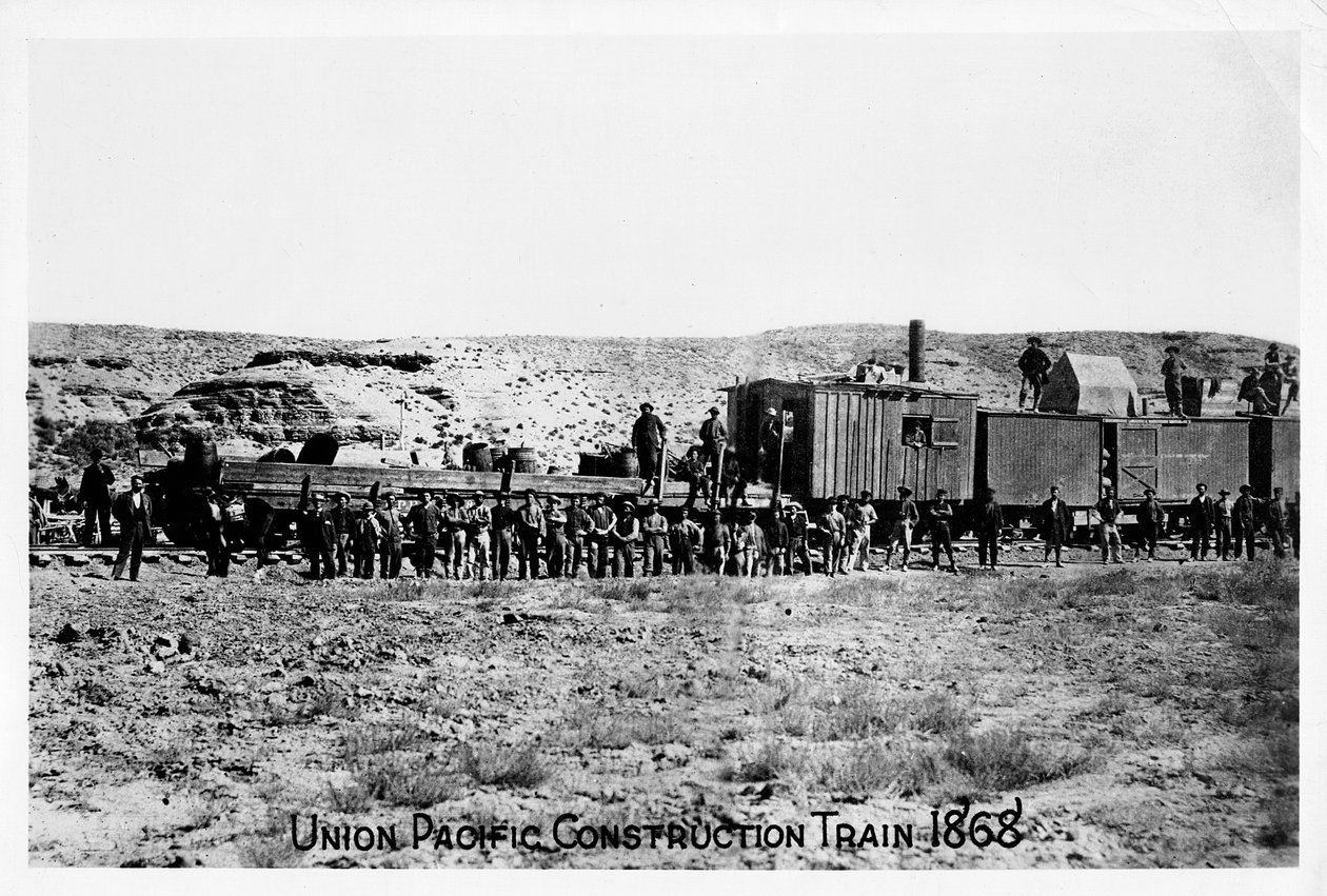 Építővonat a Union Pacific Railroad-on, USA, 1868 alkotó: Unbekannt