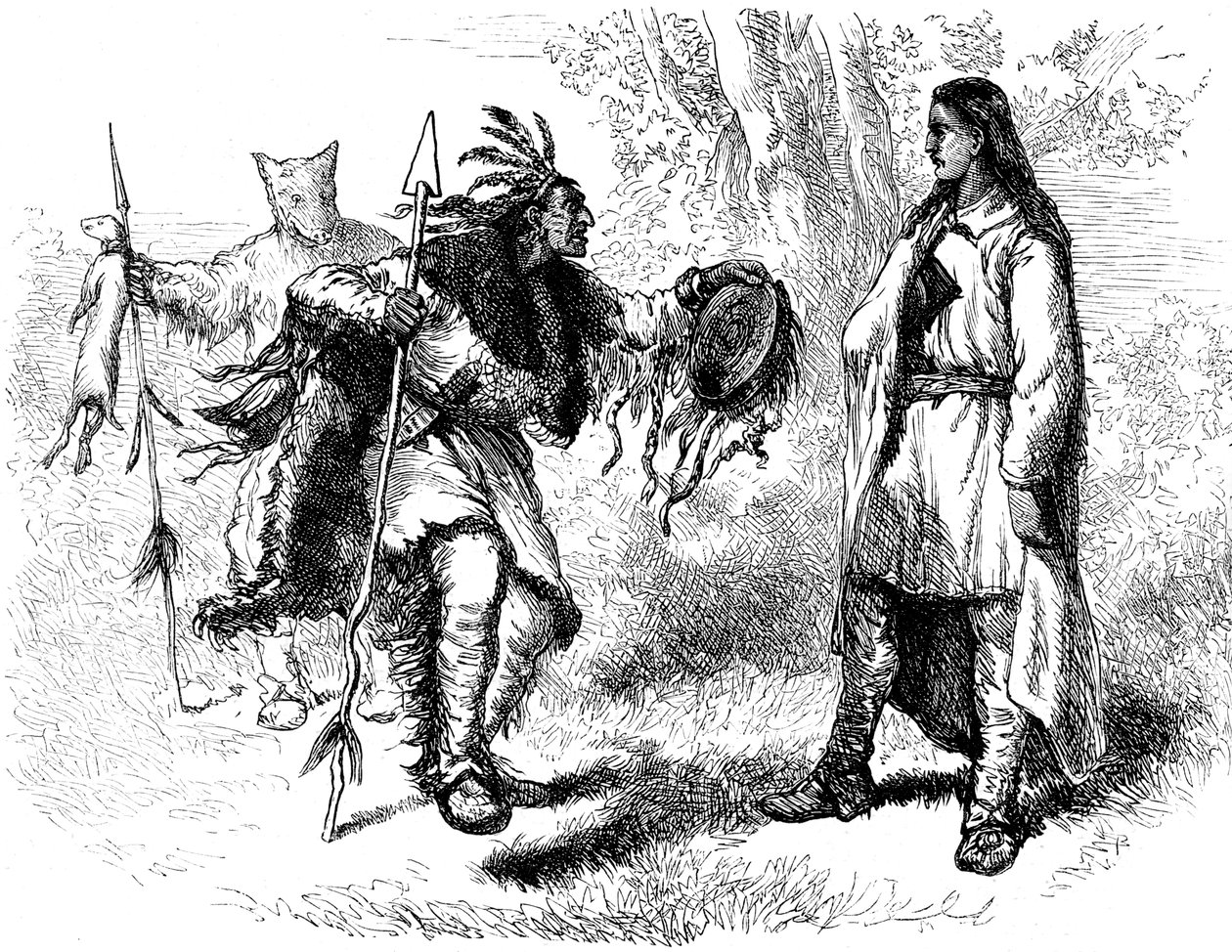 Megtért indiánok és powwowok, 17. század c1880 alkotó: Unbekannt
