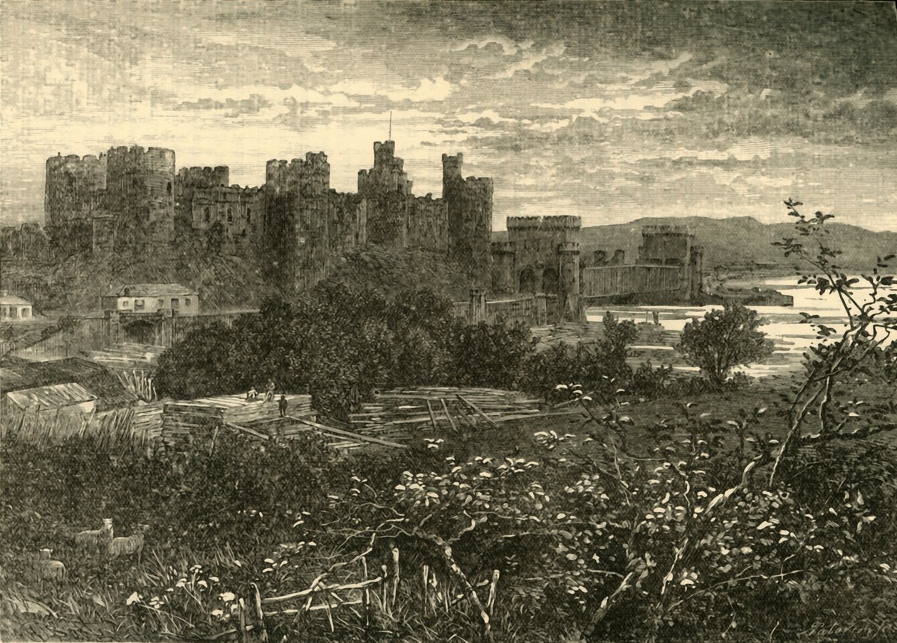 Conway kastély, a Llanrwst felé vezető úttól, 1898. alkotó: Unbekannt