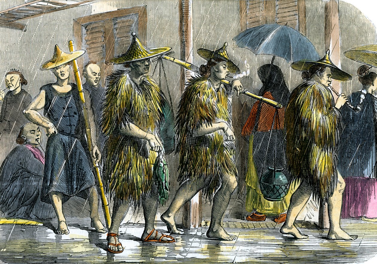 Coolies Hong Kongban, nedves időben, c1875 alkotó: Unbekannt