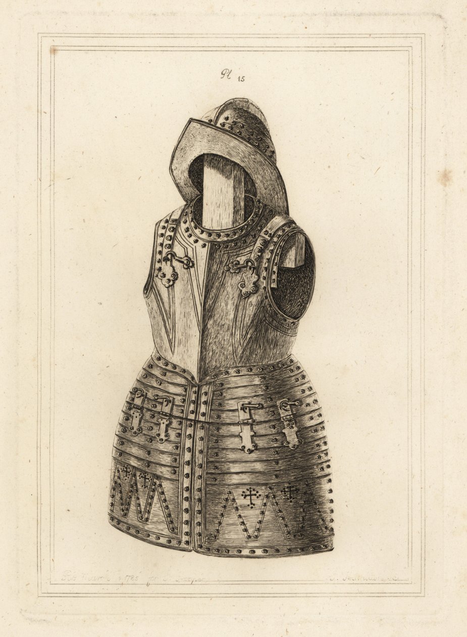 Korcelet vagy öltöny fényes arquebus páncélból és morion fejfedőből a Tower of Londonból alkotó: Unbekannt