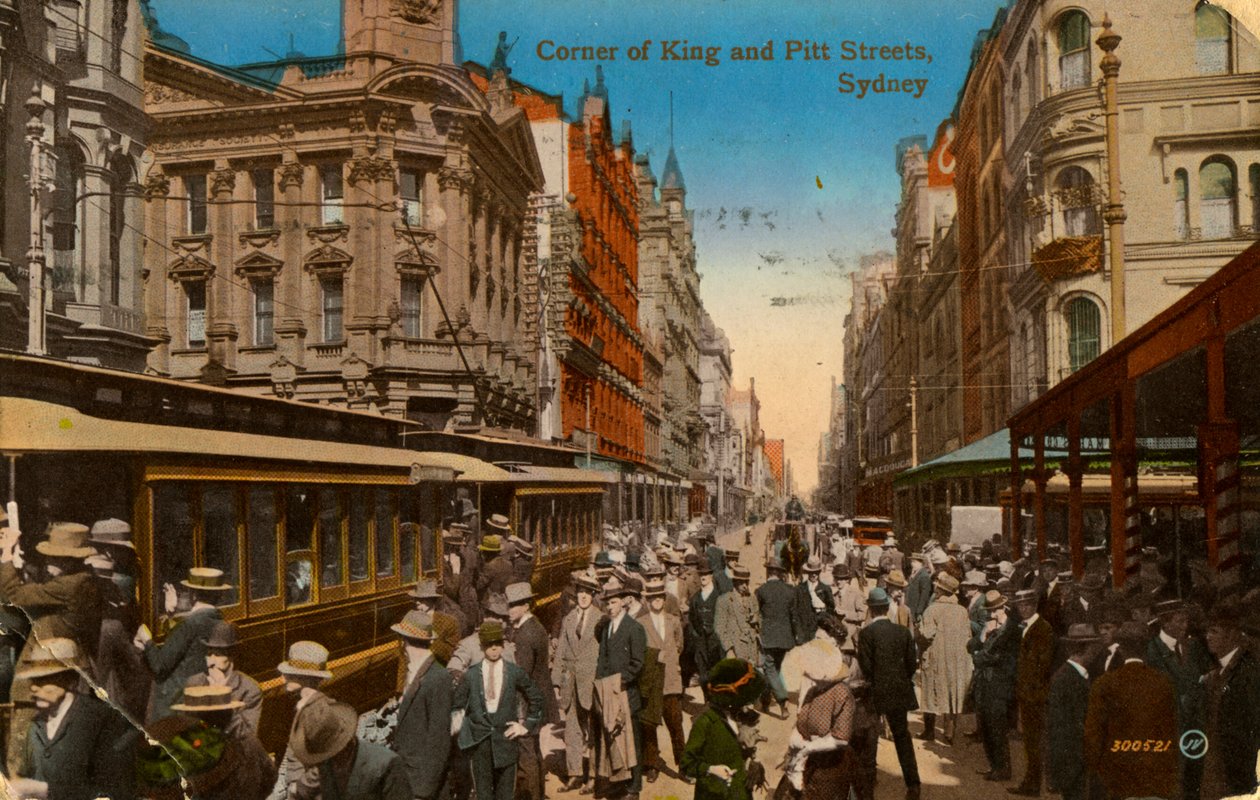 Corner of King and Pitt Streets, Sydney, Új-Dél-Wales, Ausztrália, 1917 alkotó: Unbekannt