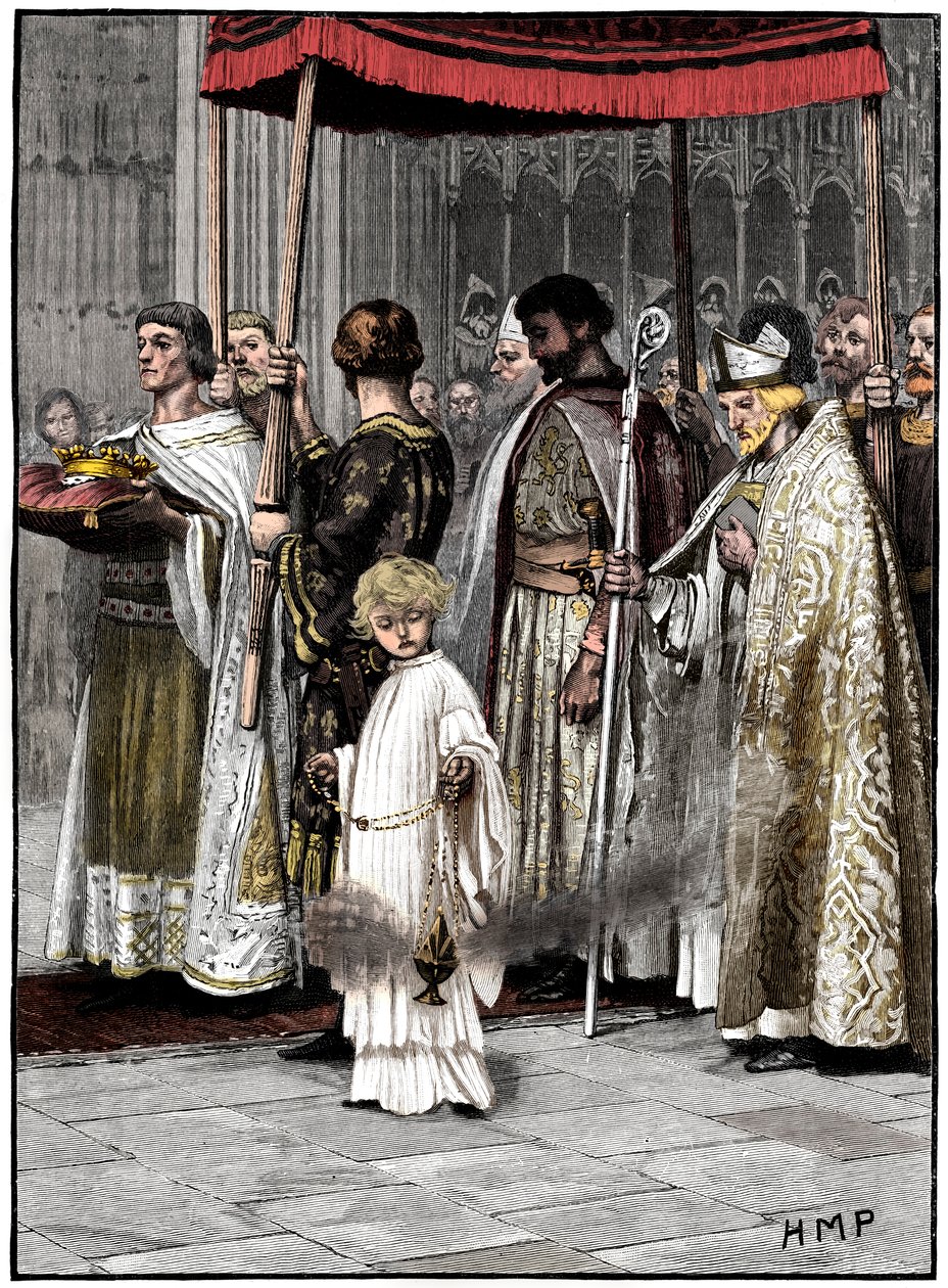 I. Richárd megkoronázása a Westminster Abbeyben 1189, 1880 alkotó: Unbekannt