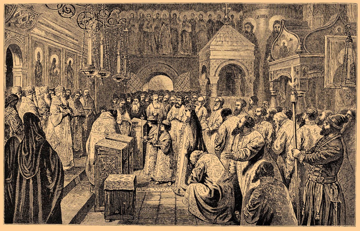 A két Romanov-gyermek, V. Iván és I. Péter koronázása, 1682, XIX alkotó: Unbekannt