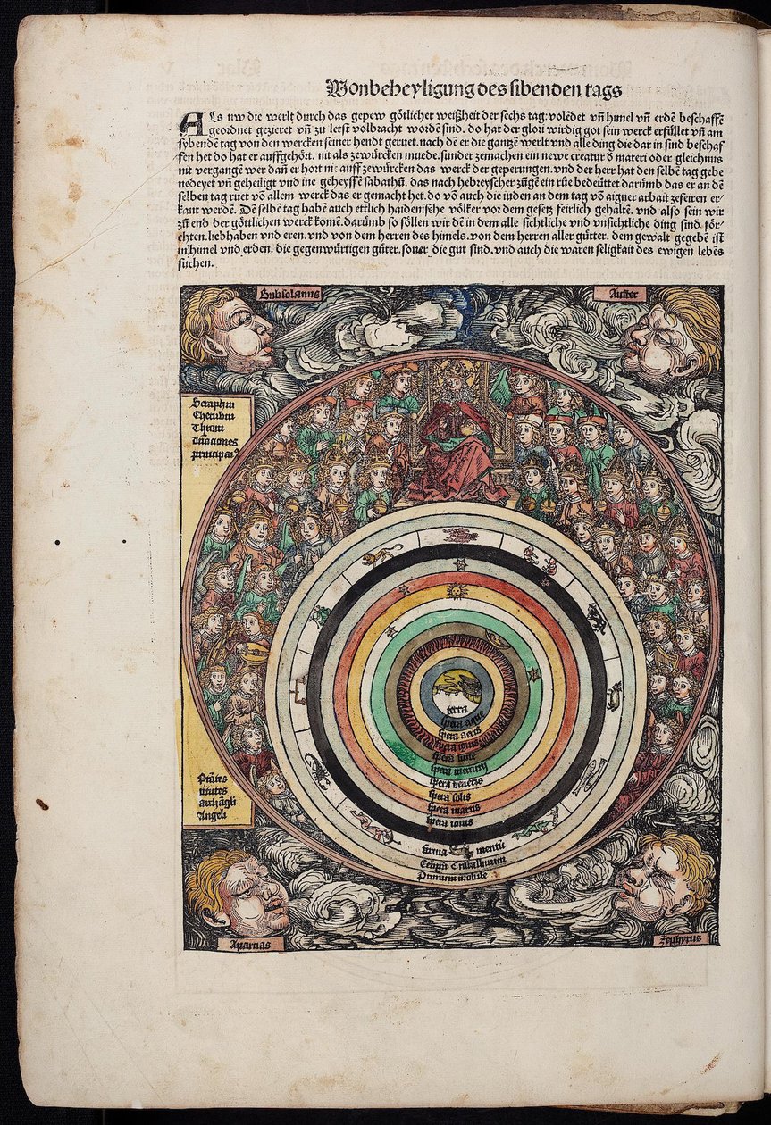 Kozmosz a Schedels Chronicle of the World-ből, 1493 alkotó: Unbekannt