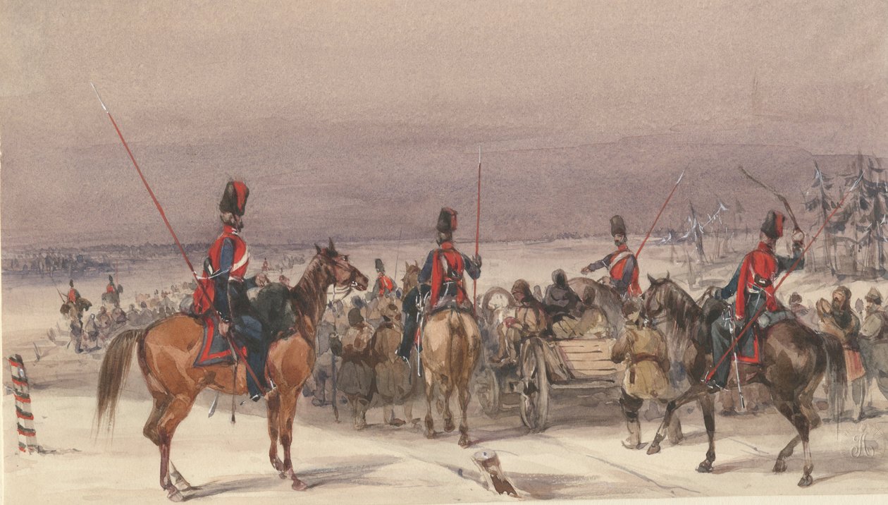 A deportáltakat konvojáló kozákok, 1831 alkotó: Unbekannt