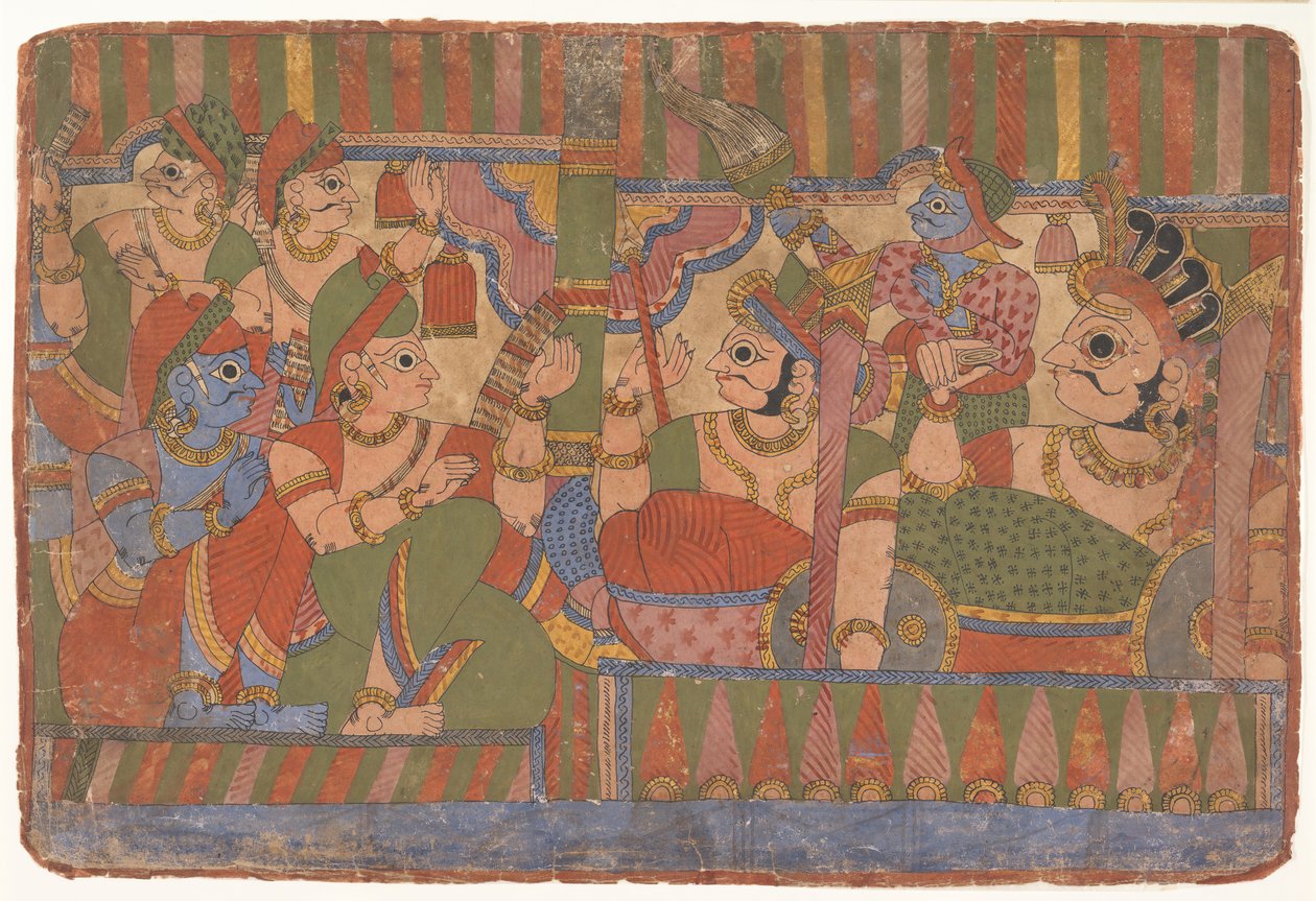 Hősök Tanácsa...a szétszórt Mahábháratából, Mahábhárata nagy leszármazottai, kb. 1800. alkotó: Unbekannt