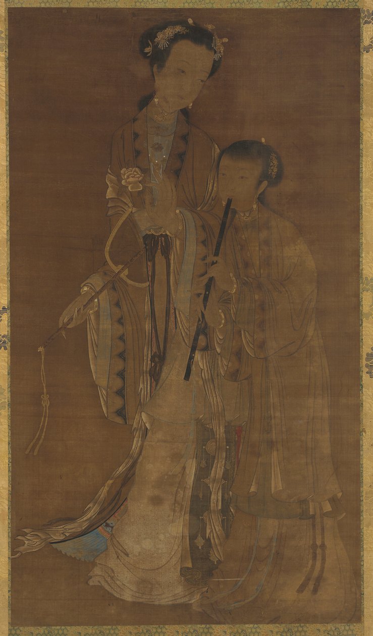 Kurtizánok legyezővel és furulyával, Qing-dinasztia, XVII-XVIII. alkotó: Unbekannt