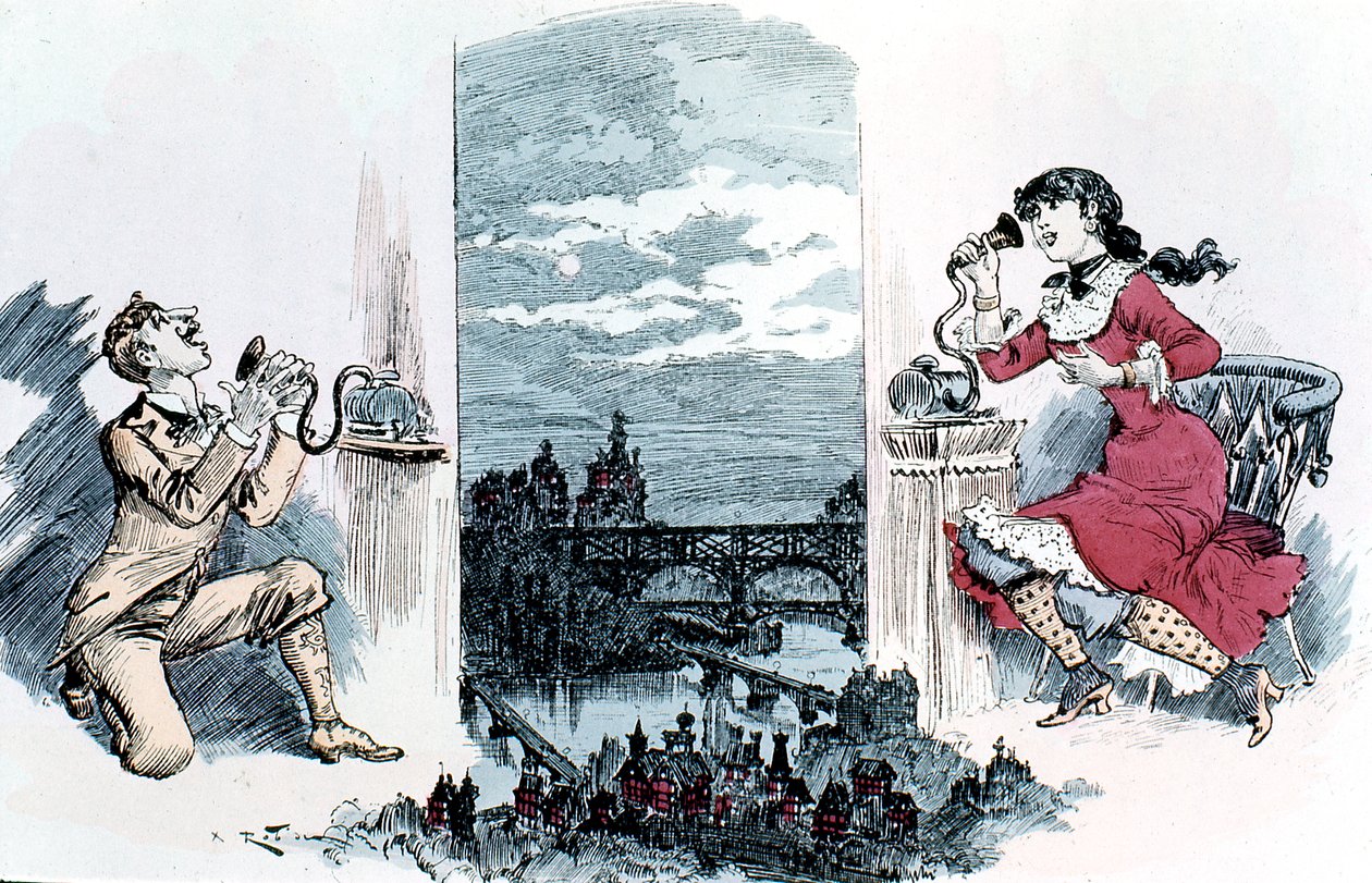 Telefonos udvarlás Párizsban, 1883 alkotó: Unbekannt