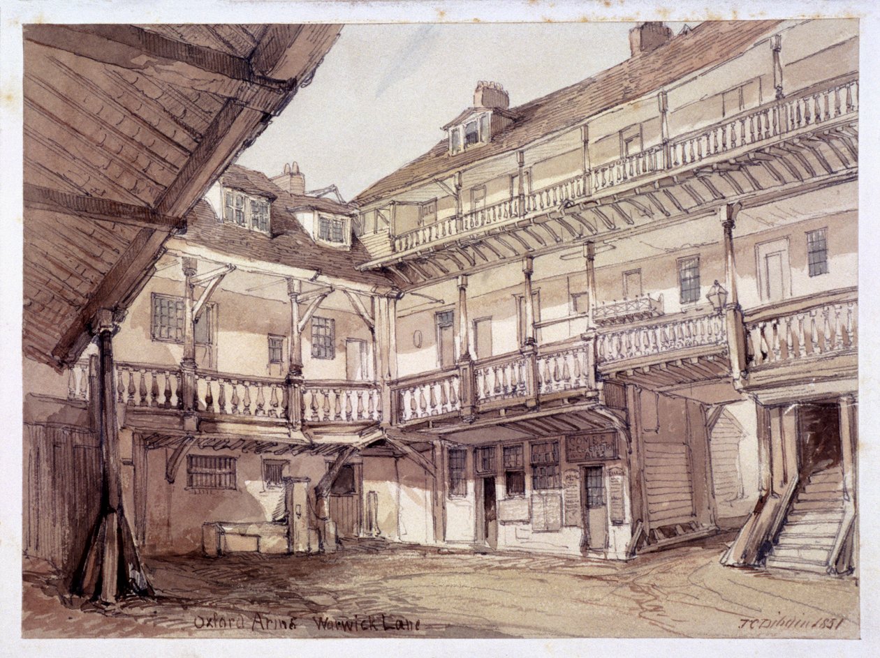 Az Oxford Arms Inn udvara, Warwick Lane, London, 1851 alkotó: Unbekannt