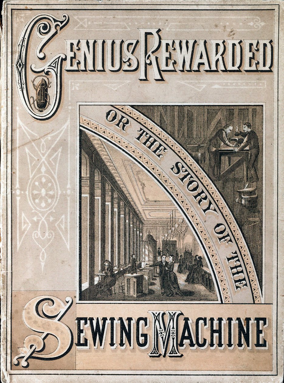 A Genius Rewarded, avagy a Singer varrógép története címlapja, 1880 alkotó: Unbekannt