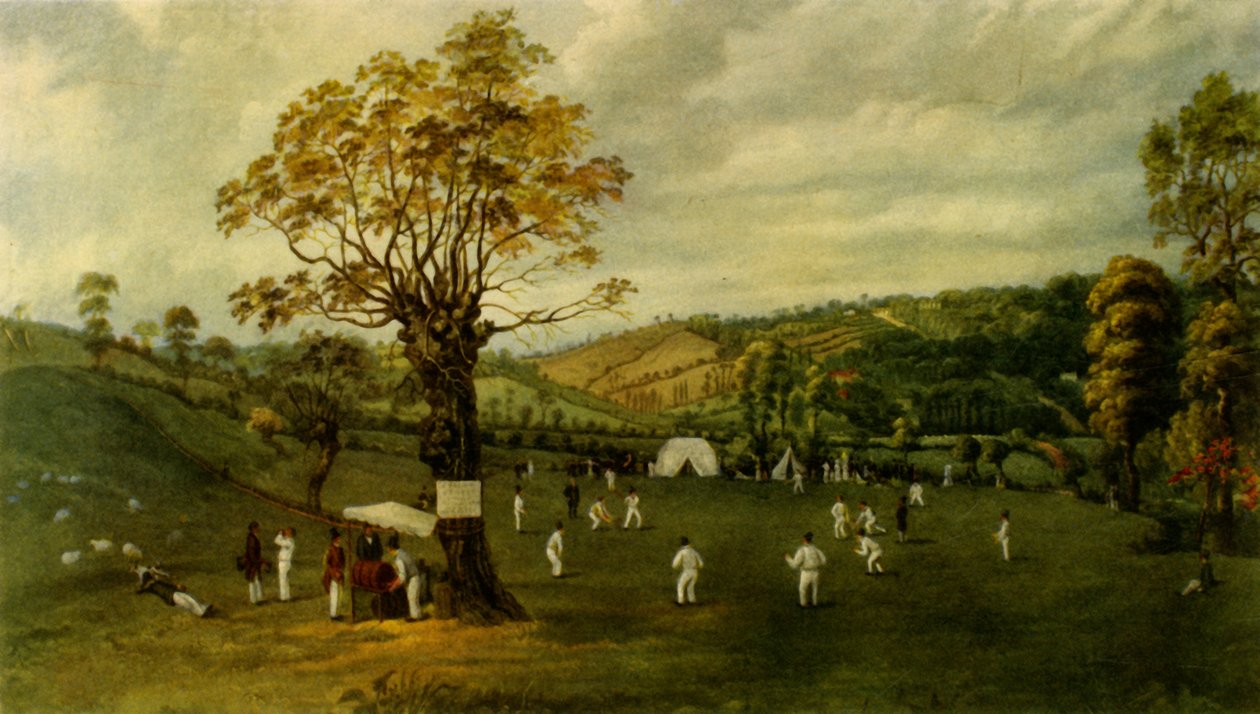 „Cricket Match Between Nottingham és Leicester, 1829 körül”, 1947. alkotó: Unbekannt