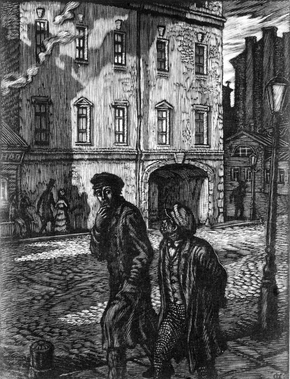 Bűn és büntetés” Fjodor Dosztojevszkij regénye, Fjodor Konsztantyinov illusztrációja (fametszet) alkotó: Unbekannt