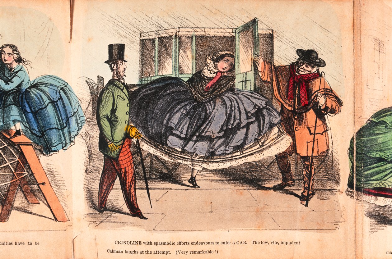„Krinolin – nehézségei és veszélyei”, 1860 alkotó: Unbekannt