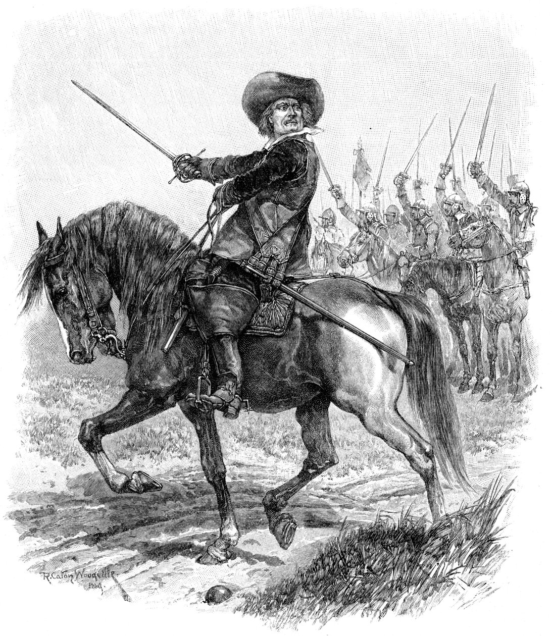 Cromwell a Marston Moor-i csatában, 1644. július 2., 19. század alkotó: Unbekannt