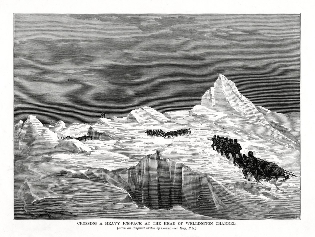 Átkelés egy nehéz jégcsomagon a Wellington-csatorna fejénél, 1877 alkotó: Unbekannt