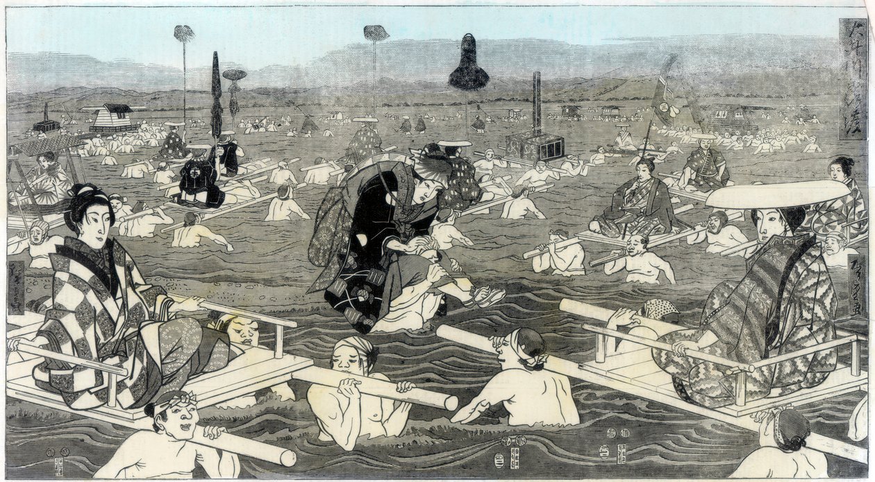 Átkelés az Oho-e-ga-wa-n, Suraga tartományban, 1856 alkotó: Unbekannt